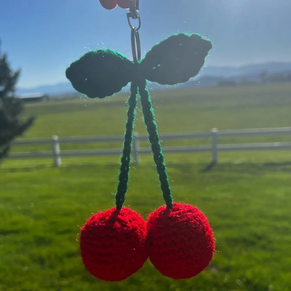 Hand Crocheted Cherries Keychain! - Picture 5 of 15